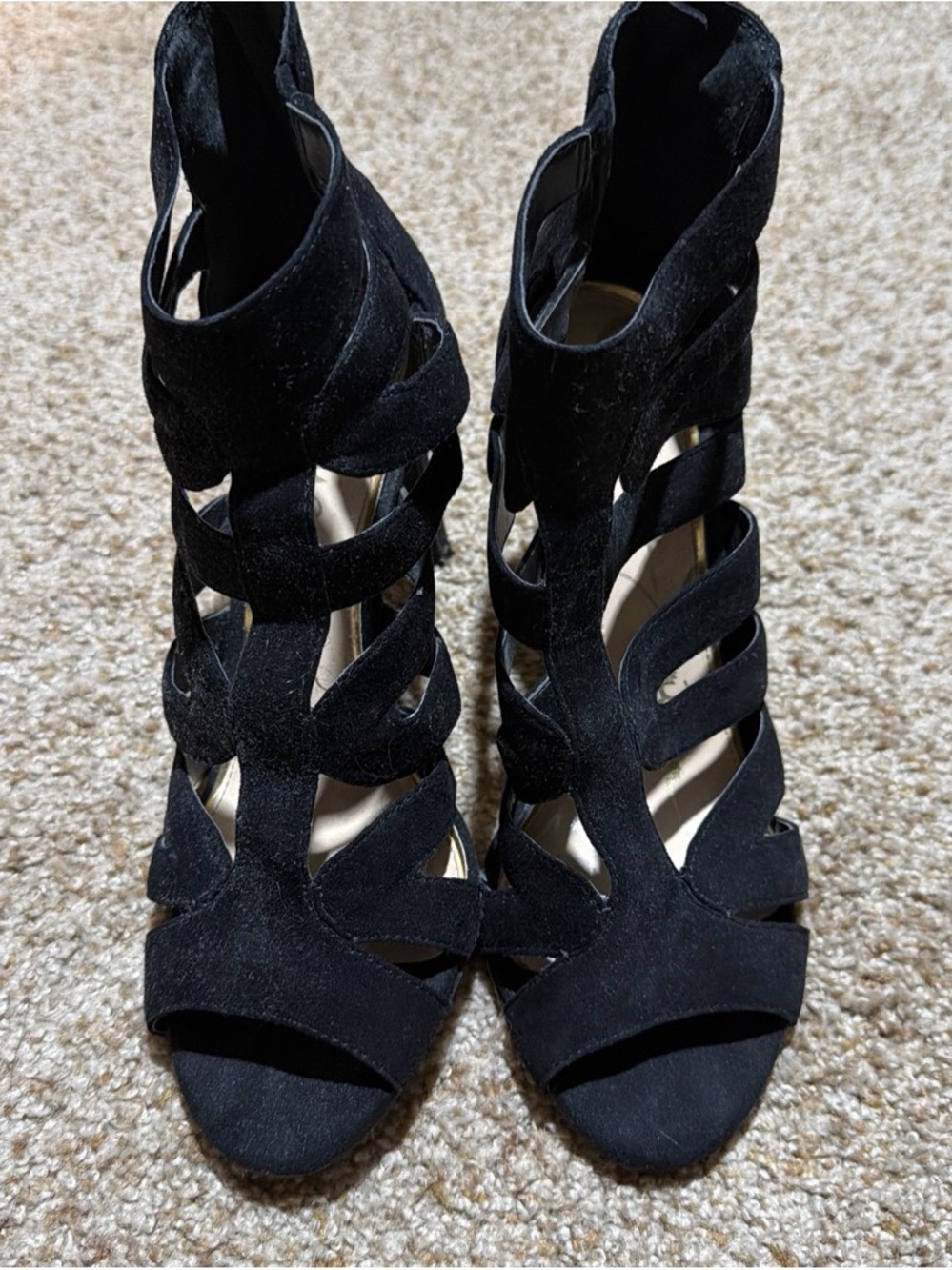 Jessica Simpson Black Suede Cutout Strappy Heels